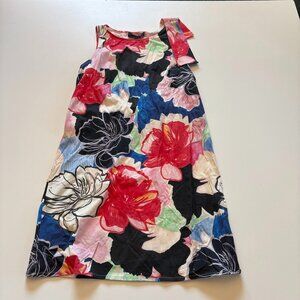 NWT PAULE KA Multicolor Floral Sleeveless Dress Bow on Shoulder Lightweight